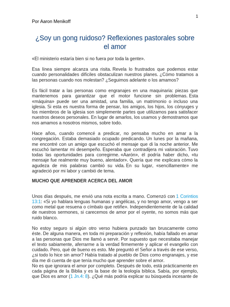 Amor en el Ministerio Pastoral | PDF | Amor | Iglesia cristiana