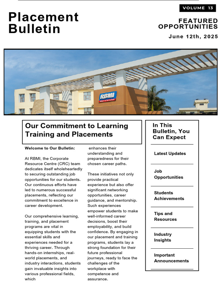Placement Bulletin Vol - 13 | PDF | Artificial Intelligence ...