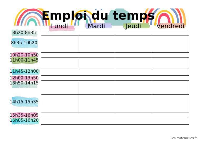 Copie de Emploi Du Temps - Modifiable | PDF