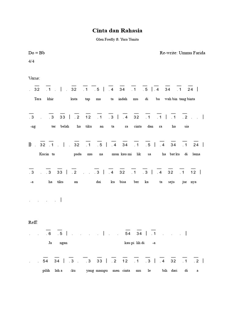 Chord dan Lirik Cinta dan Rahasia | PDF