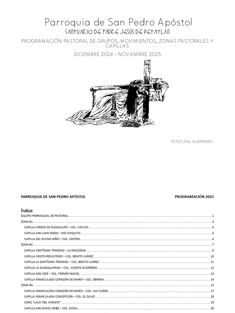 Programación Pastoral 2025 Petatlán | PDF | Adoración Cristiana Y ...