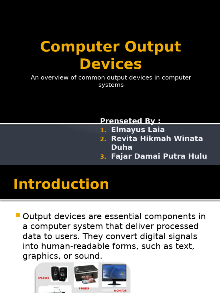 Overview of Computer Output Devices | PDF