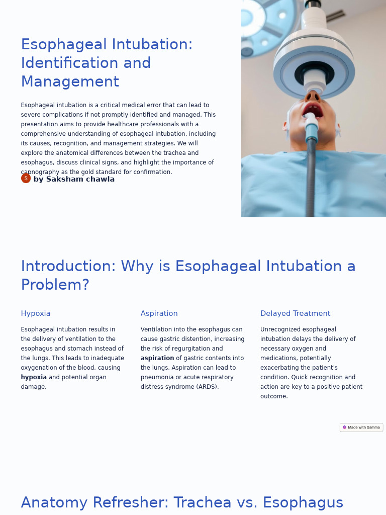 Managing Esophageal Intubation Risks | PDF | Esophagus | Medical ...