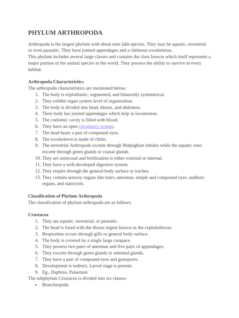 Phylum Arthropoda | PDF | Hexapoda | Crustacean