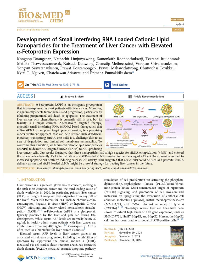 siRNA Nanoparticles for Liver Cancer Treatment | PDF | Small ...