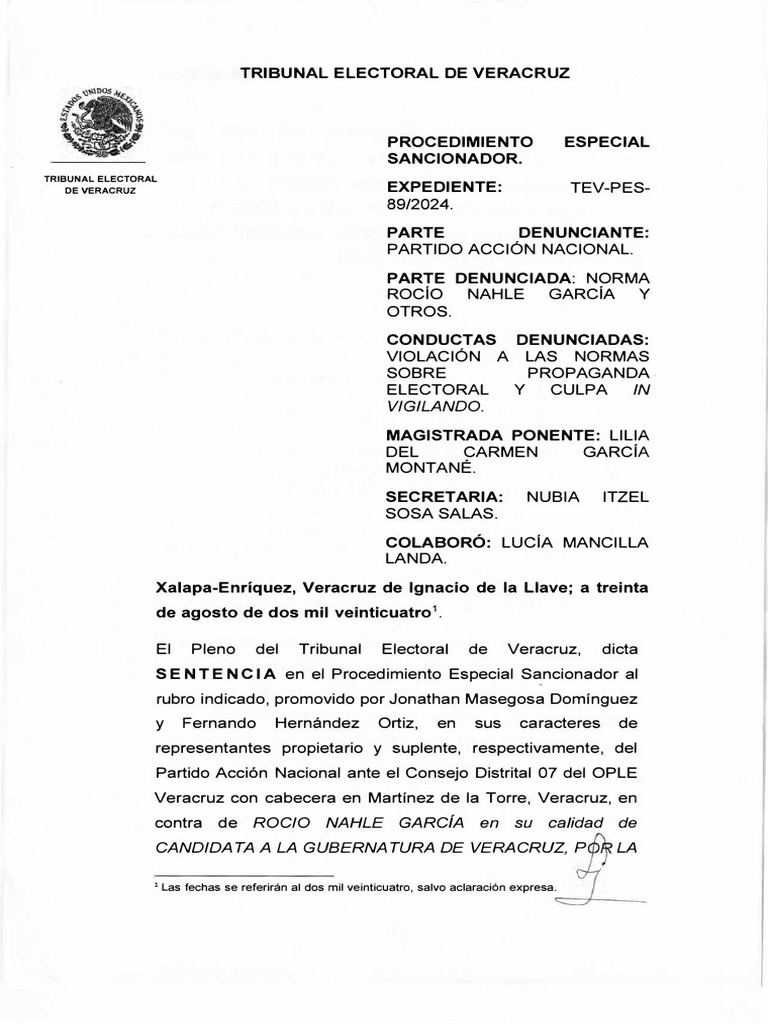 Tev Pes 89 2024 Sentencia | PDF | Judicaturas | México