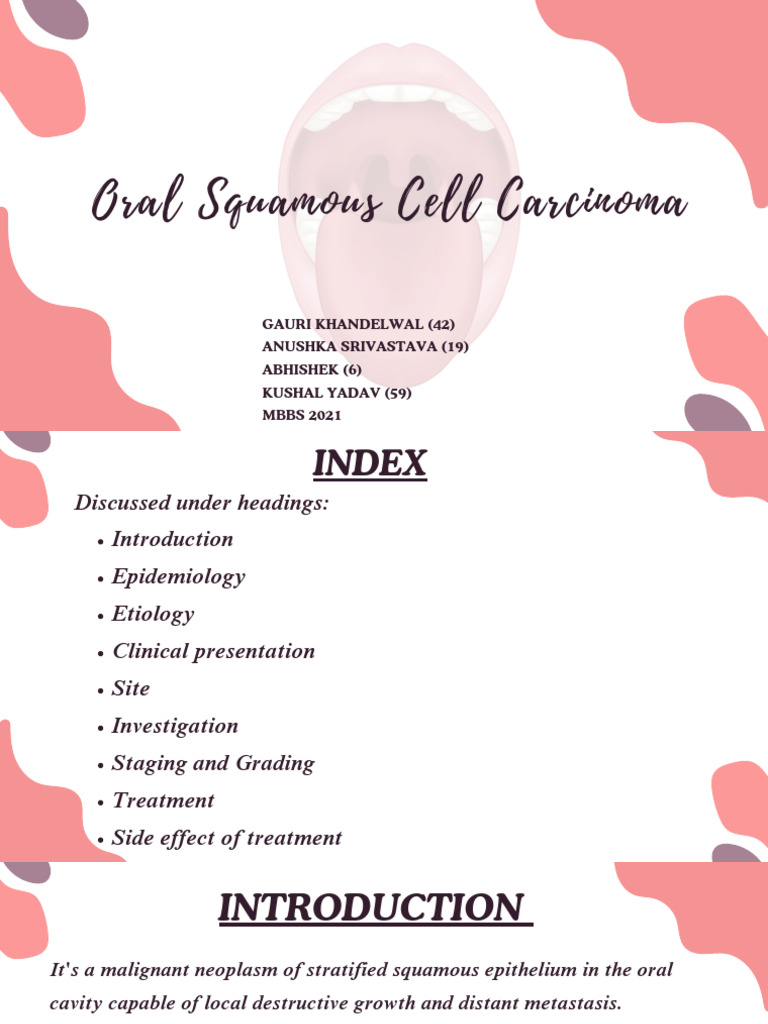 Overview of Oral Squamous Cell Carcinoma | PDF | Radiation Therapy | Cancer