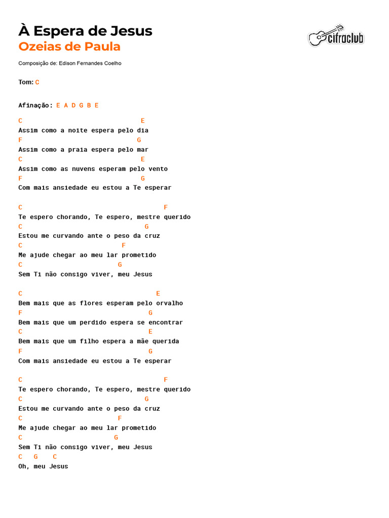 À Espera de Jesus - Cifras e Letra | PDF