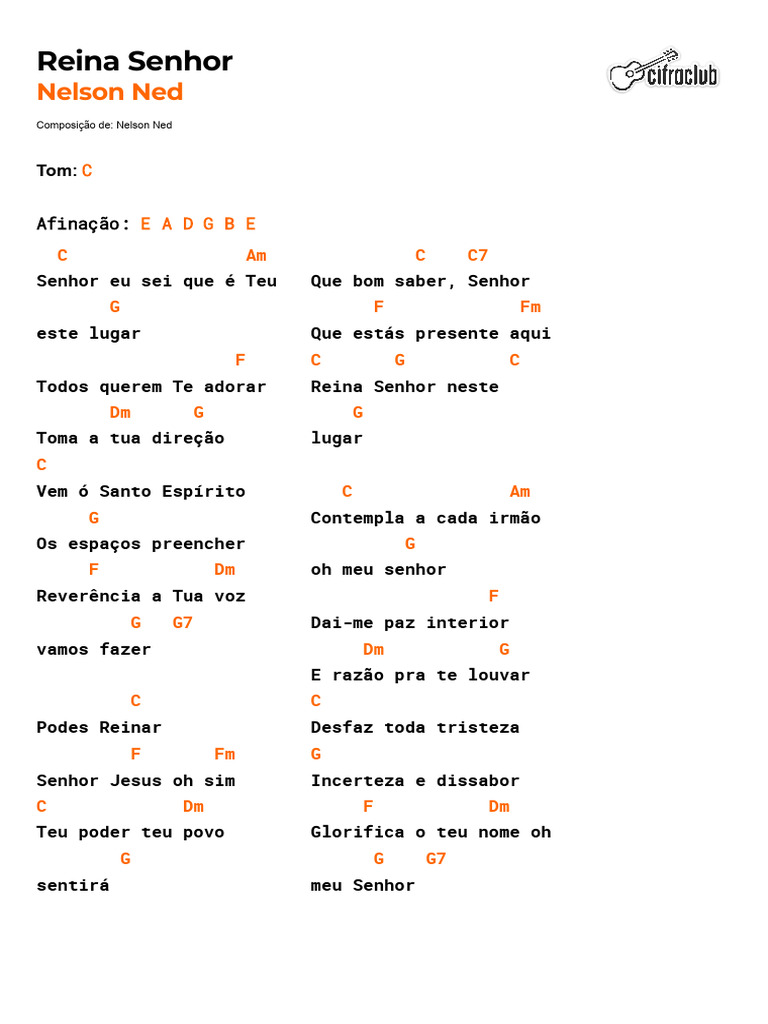 Cifra Club - Nelson Ned - Reina Senhor | PDF