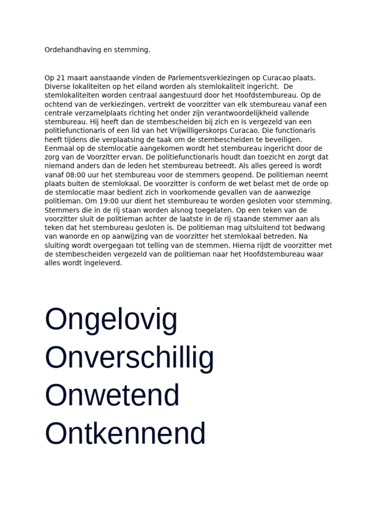 Ordehandhaving en Stemming | PDF