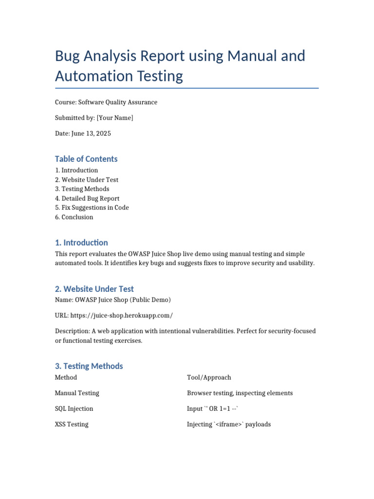 Bug Analysis of OWASP Juice Shop | PDF | Computer Programming ...