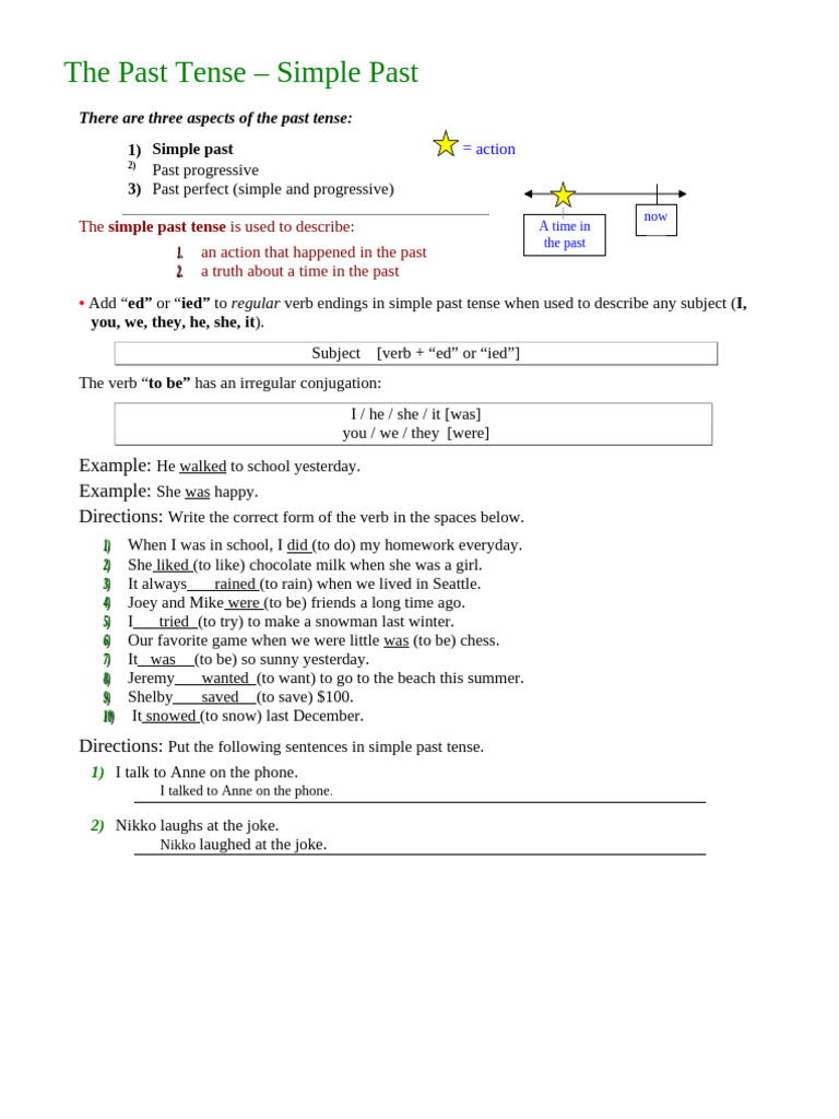 Simple Past Tense Overview | PDF | Grammatical Tense | Linguistic ...