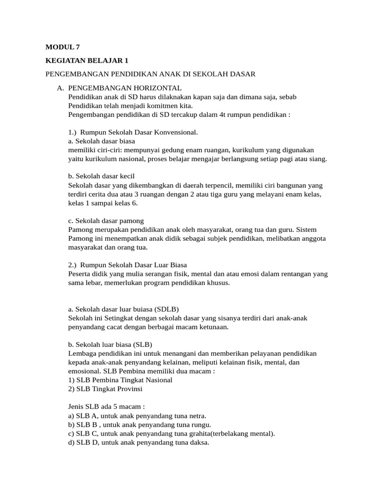 Pengembangan Pendidikan Anak SD | PDF