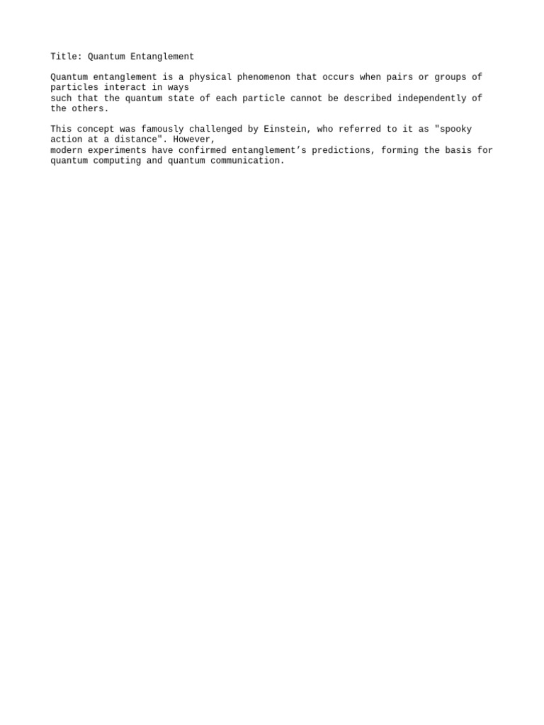 Understanding Quantum Entanglement | PDF
