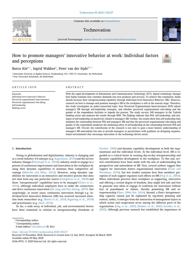 Promoting Managerial Innovation in Banking | PDF | Innovation | Creativity