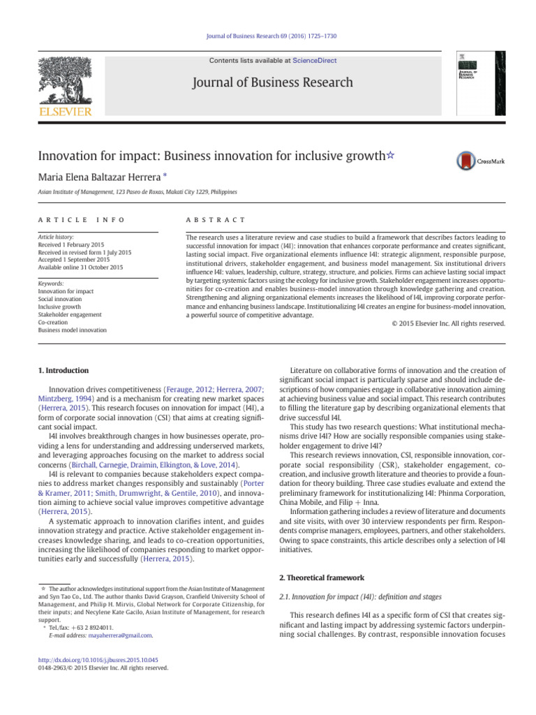 Innovation For Impact Business Innovation For Inclusive Growth | PDF ...