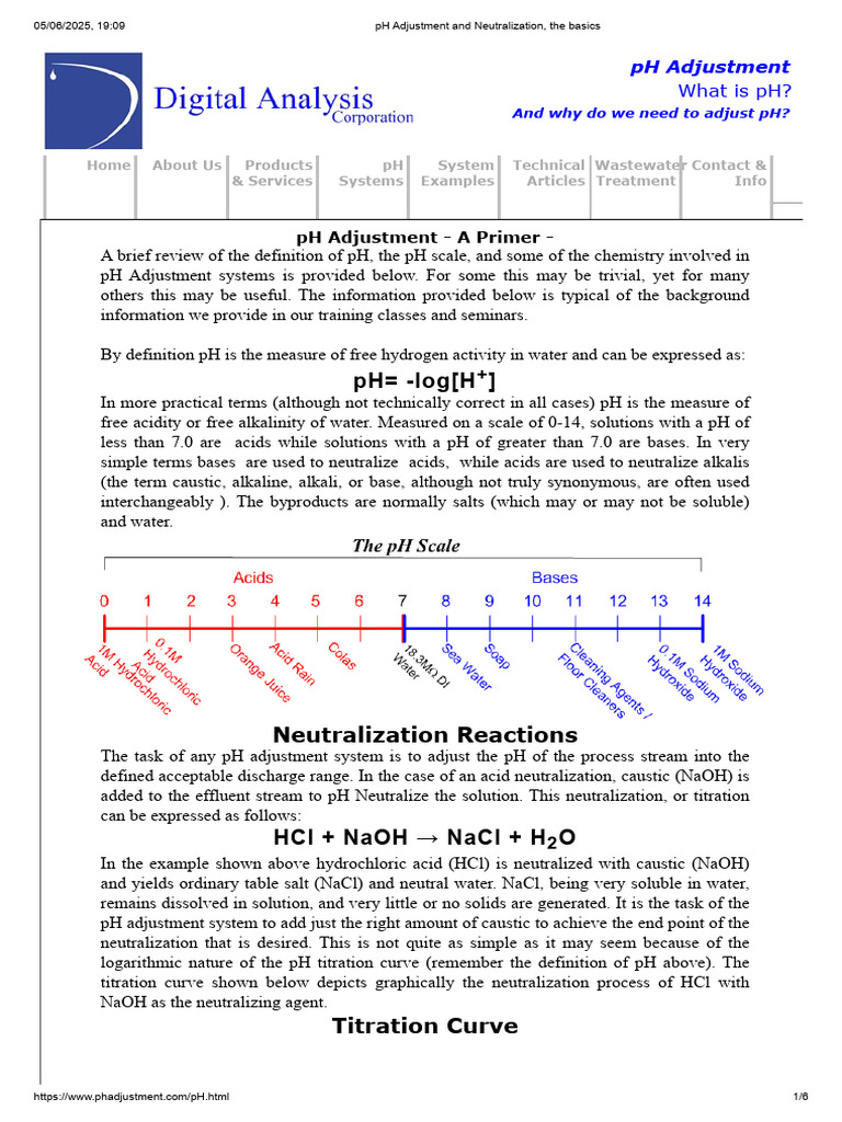 Continuous pH Neutralization Systems | PDF | Ph | Sodium Hydroxide