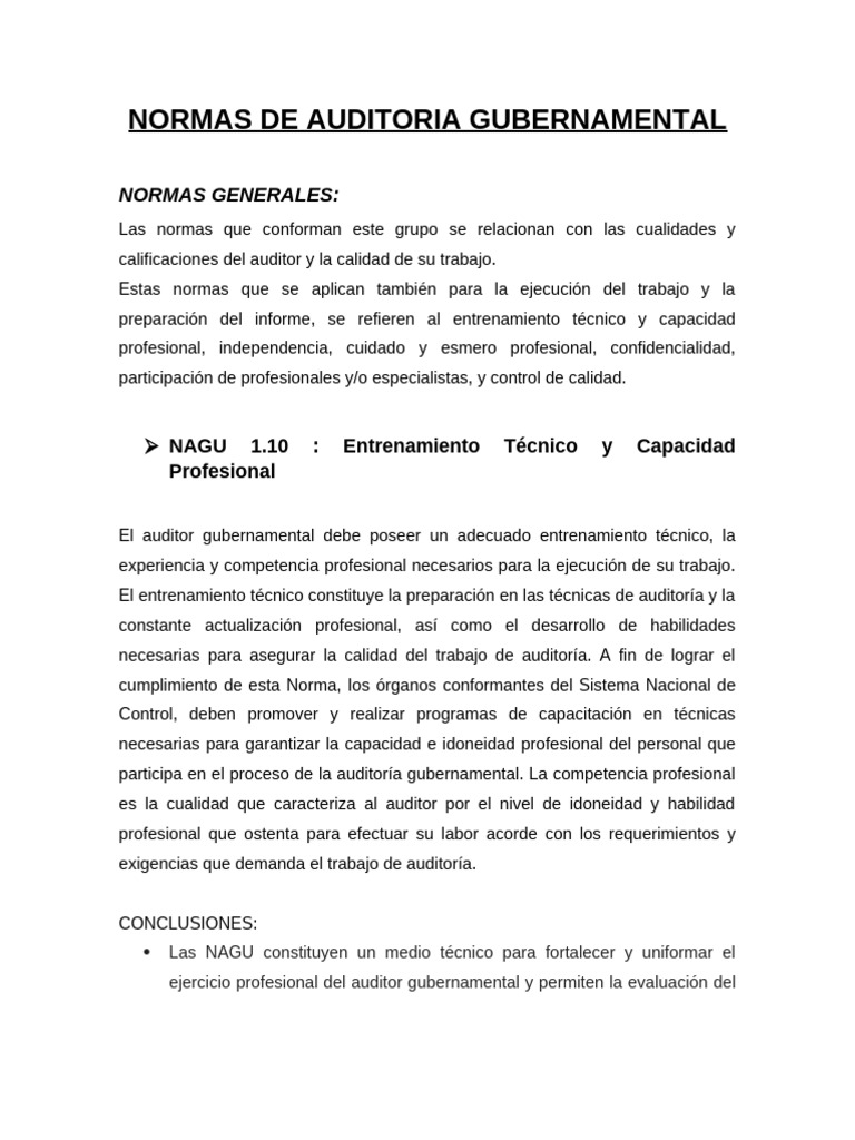 Normas de Auditoría Gubernamental | PDF