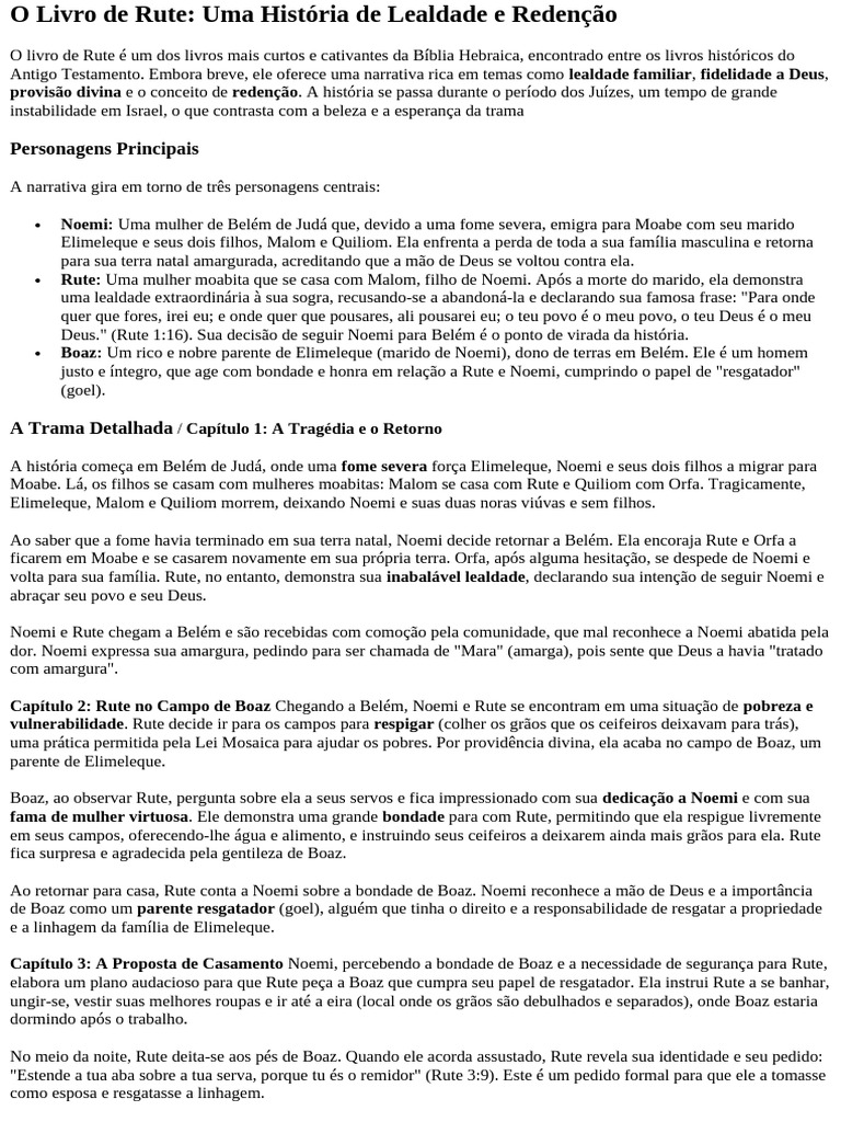 O Livro de Rute | PDF | Livro de Ruth