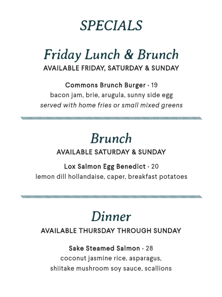 TheCommons Day Menu | PDF | Hamburgers | Sauce