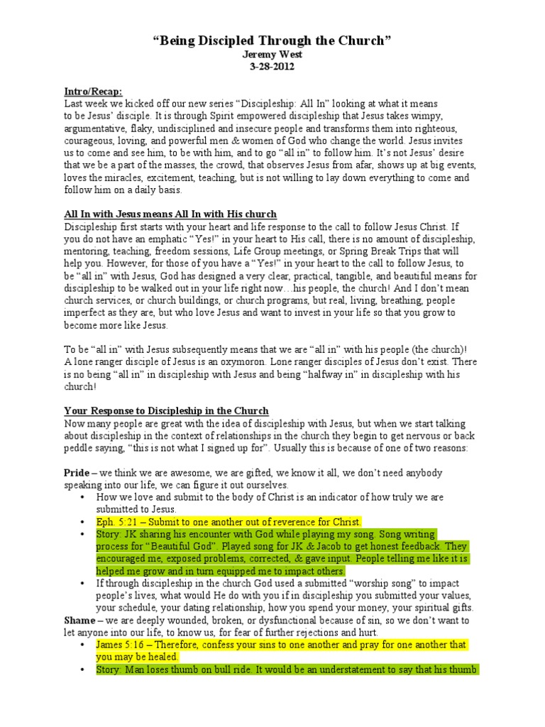 Discipleship Through the Church Explained | PDF | Disciple ...