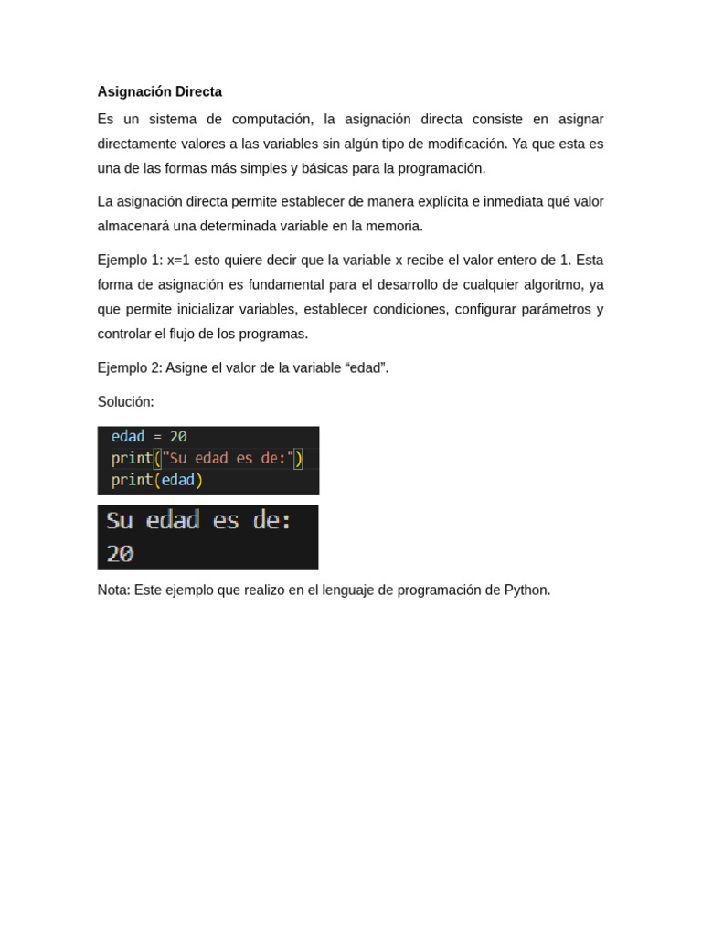 Asignación Directa | PDF