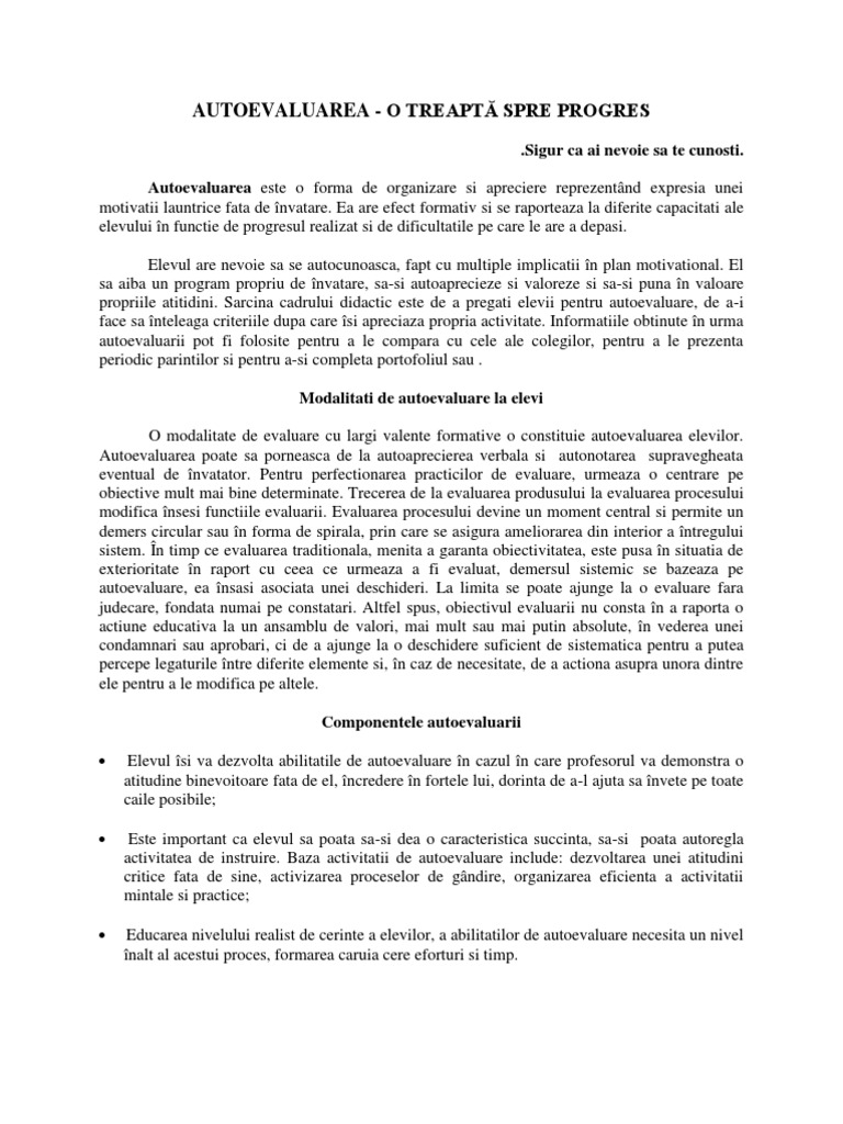 AUTOEVALUAREA | PDF