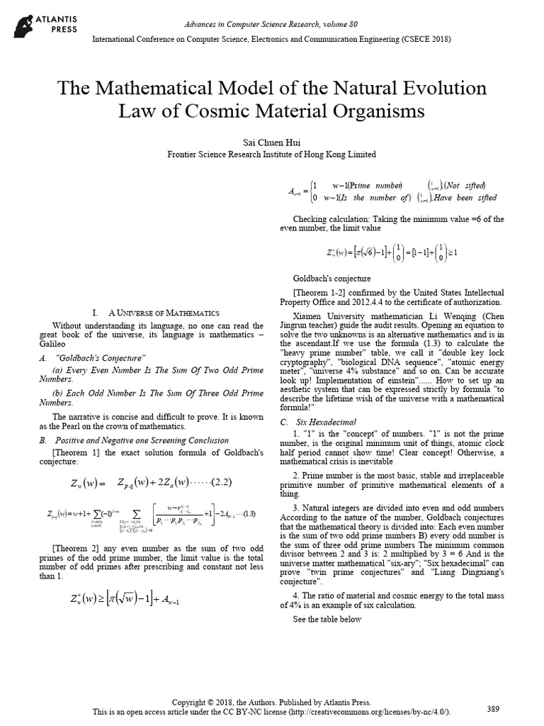 Hui - The Mathematical Model of The Natural Evolution | PDF | Matter ...