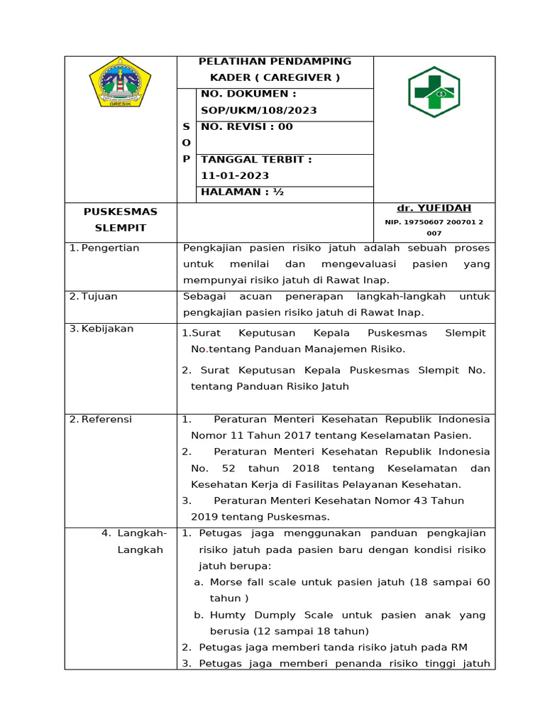 Sop Pengkajian Pasien Jatuh Di Ranap | PDF