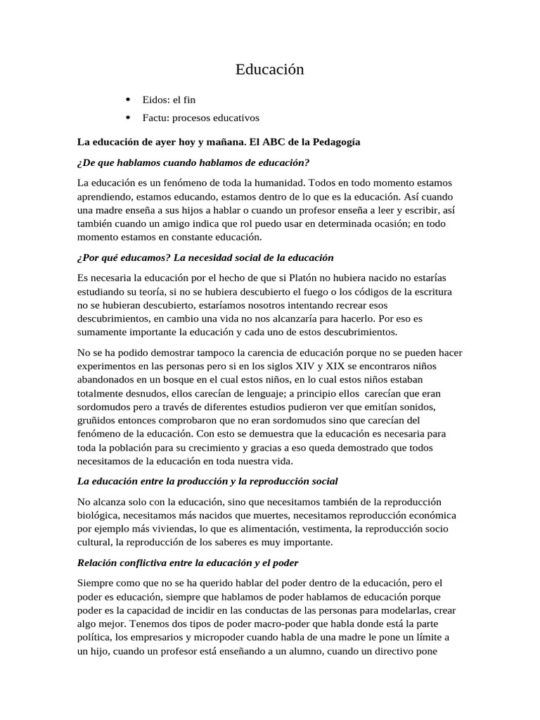La Educación: Proceso y Transformación Social | PDF | Enseñando ...