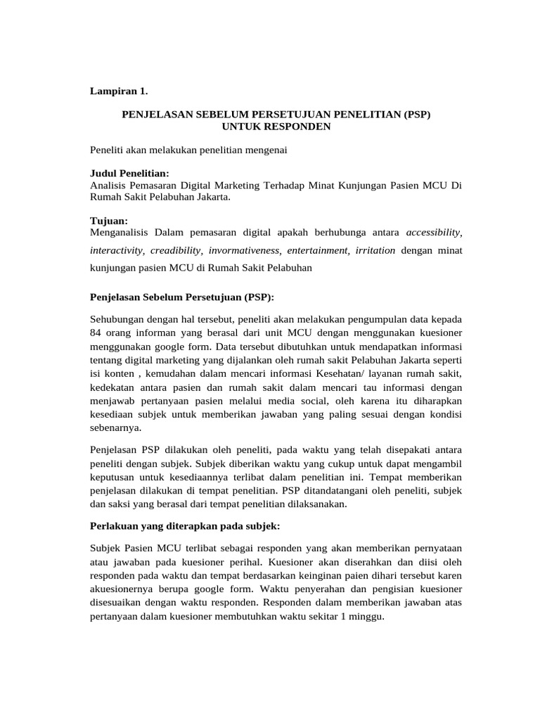 Contoh PSP Penelitian Digital Marketing | PDF
