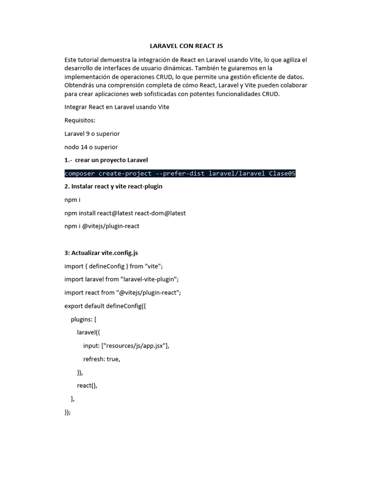 Integración de React en Laravel con Vite | PDF | Bootstrap (marco ...