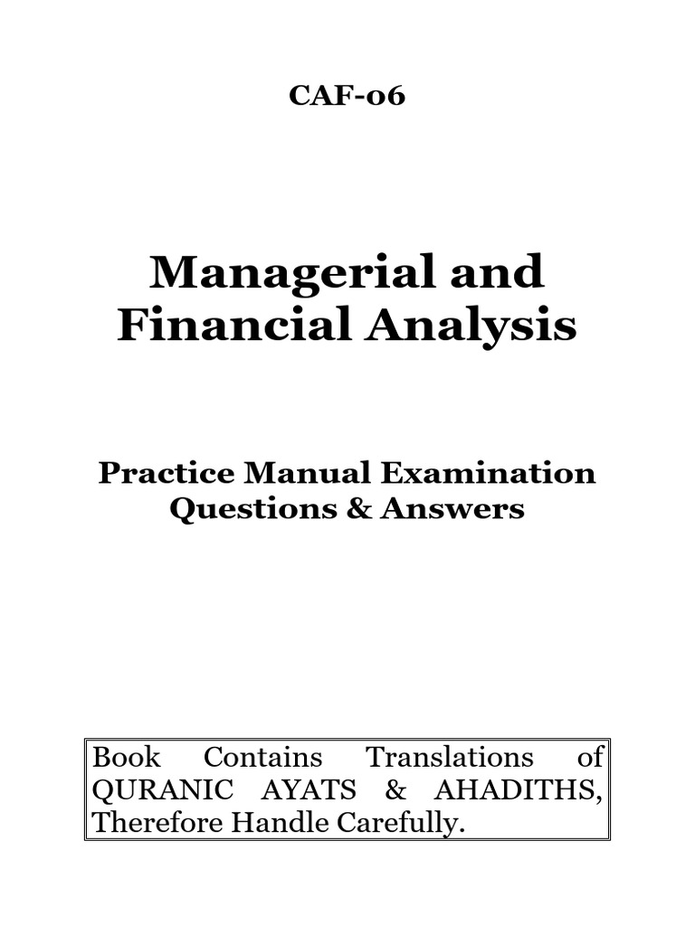 Managerial Financial Analysis Manual | PDF | Net Present Value ...