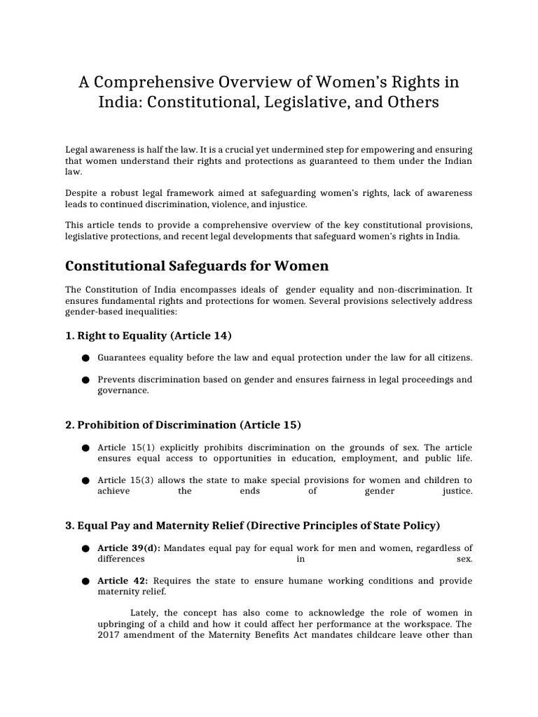 A Comprehensive Overview of Women's Rights in India | PDF | Women's ...