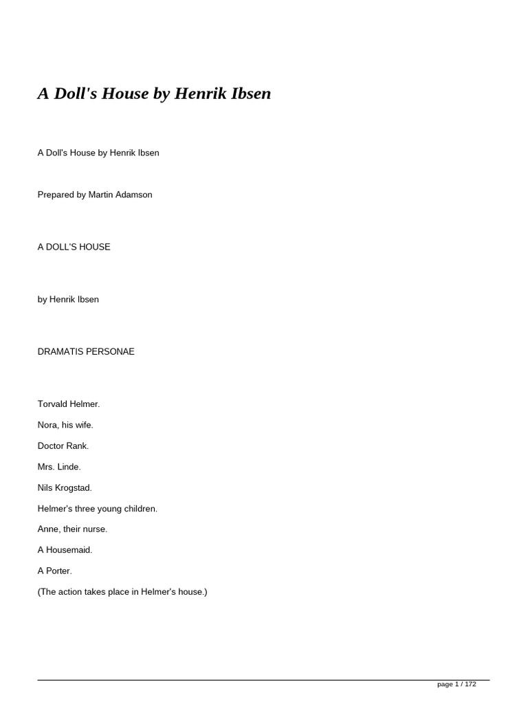A Doll's House: Act I Overview | PDF | A Doll's House