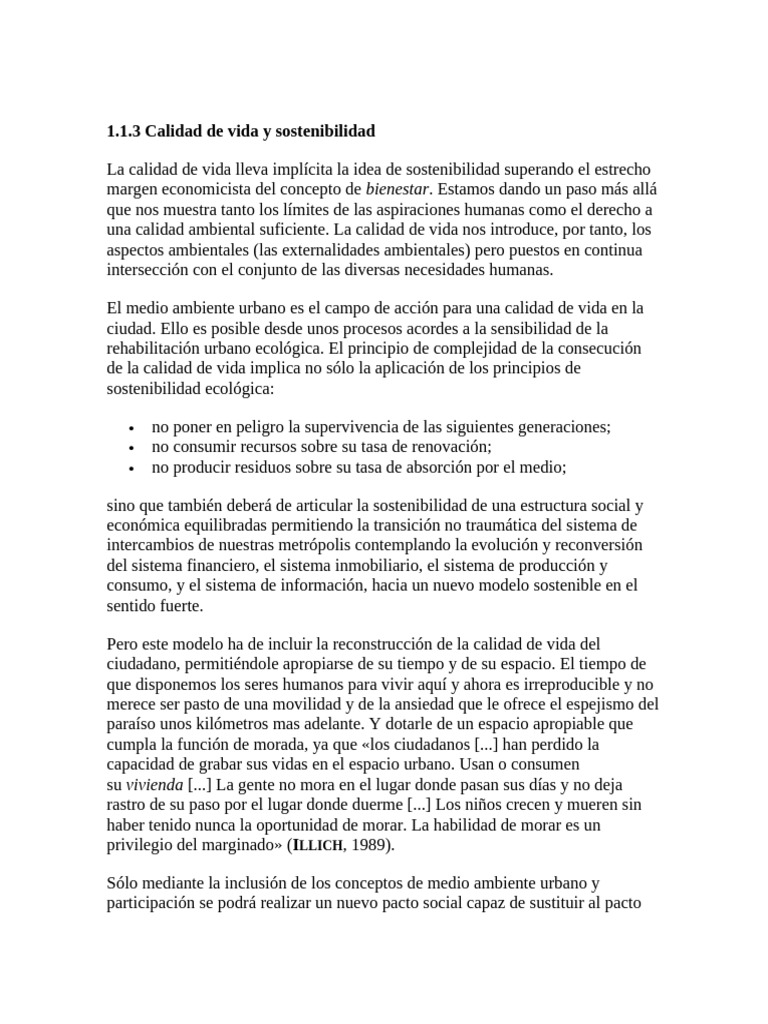 Calidad de Vida y Sostenibilidad Urbana | PDF | Sustentabilidad | Vida