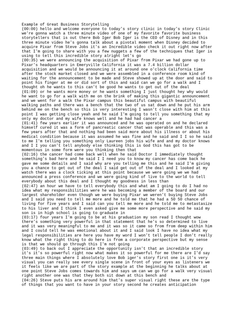Example of Great Business Storytelling | PDF | Pixar | Steve Jobs