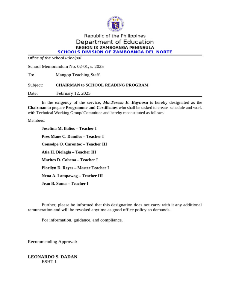 Committee To Prepare School Program | PDF