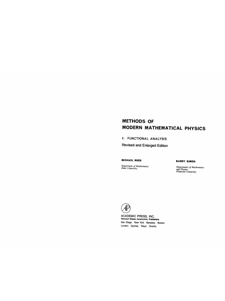 Methods of Modern Mathematical Physics Vol 1 - Functional Analysis