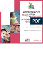 Orientaciones Para El Trabajo Con Parvulos Con Necesidades Educativas Especiales Modulo 10