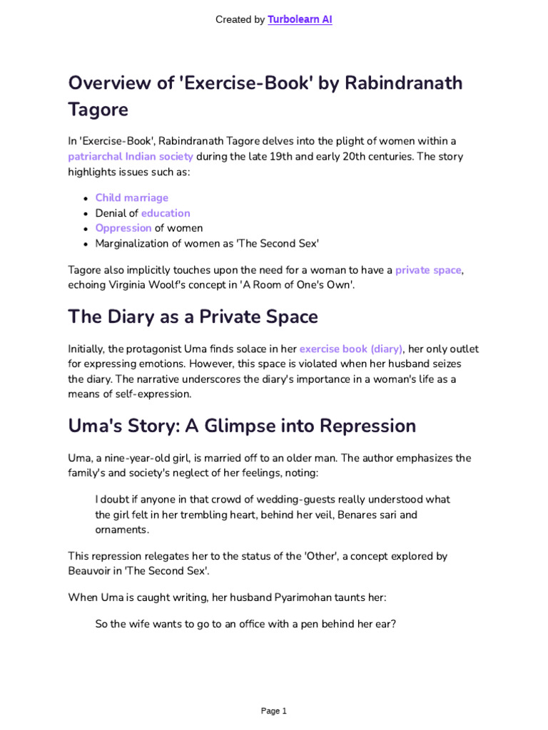 The Exercise Book by RT-1 | PDF | A Room Of One's Own | Feminism