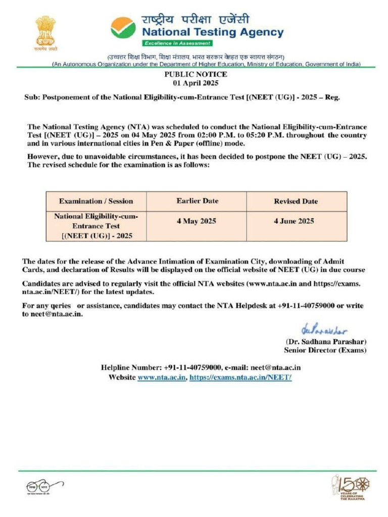 Nta Important Notice Pdf