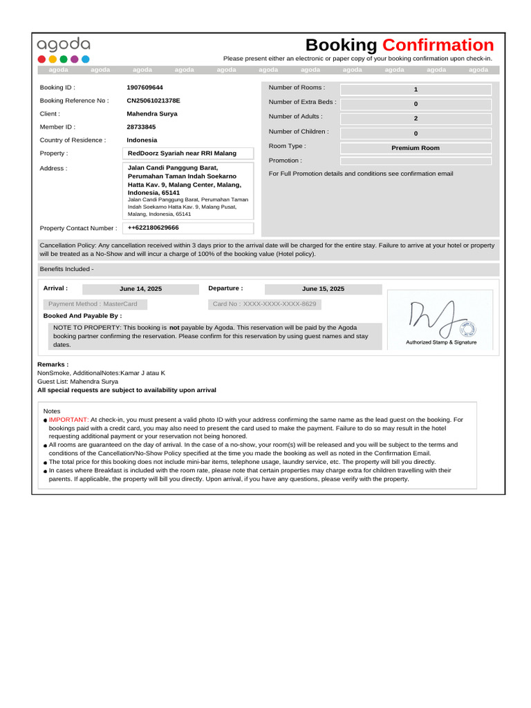 RedDoorz Booking Confirmation Details | PDF | Payments
