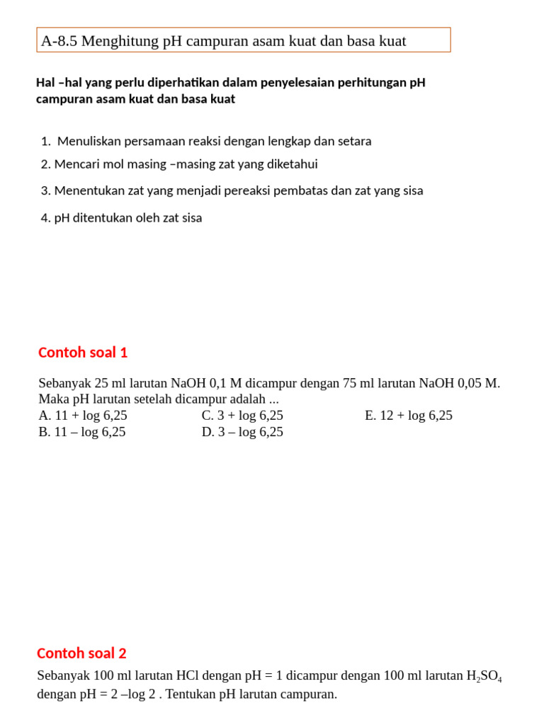 Menghitung pH Campuran Asam dan Basa | PDF