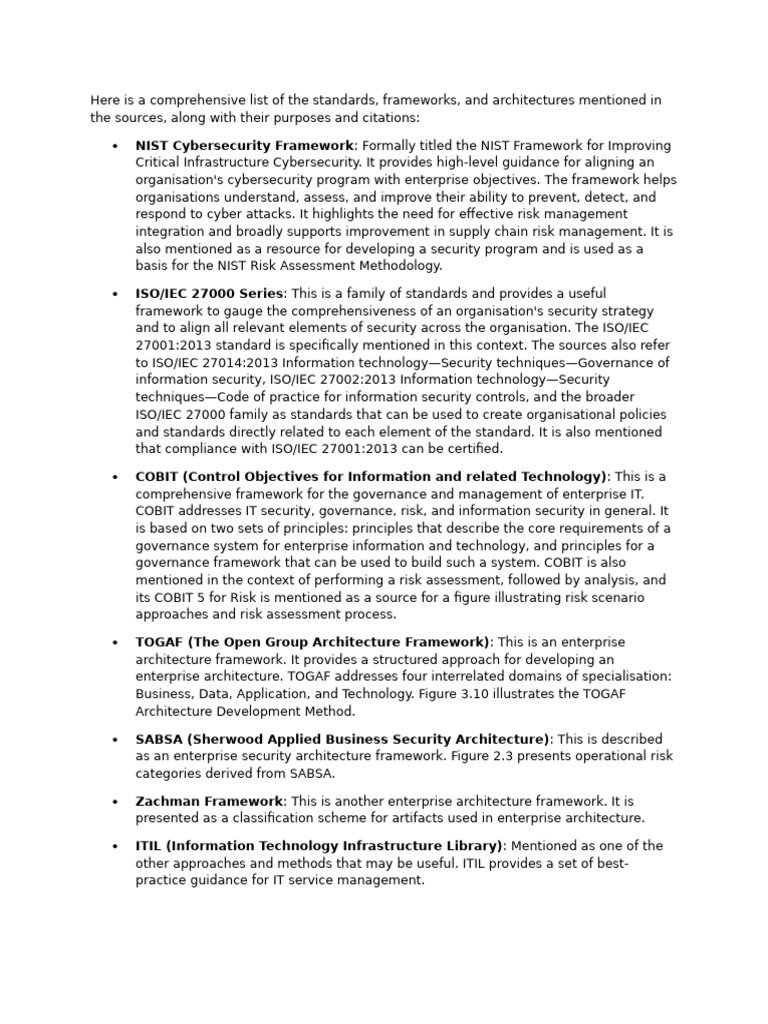 Cybersecurity Standards and Frameworks Guide | PDF | Risk Management ...