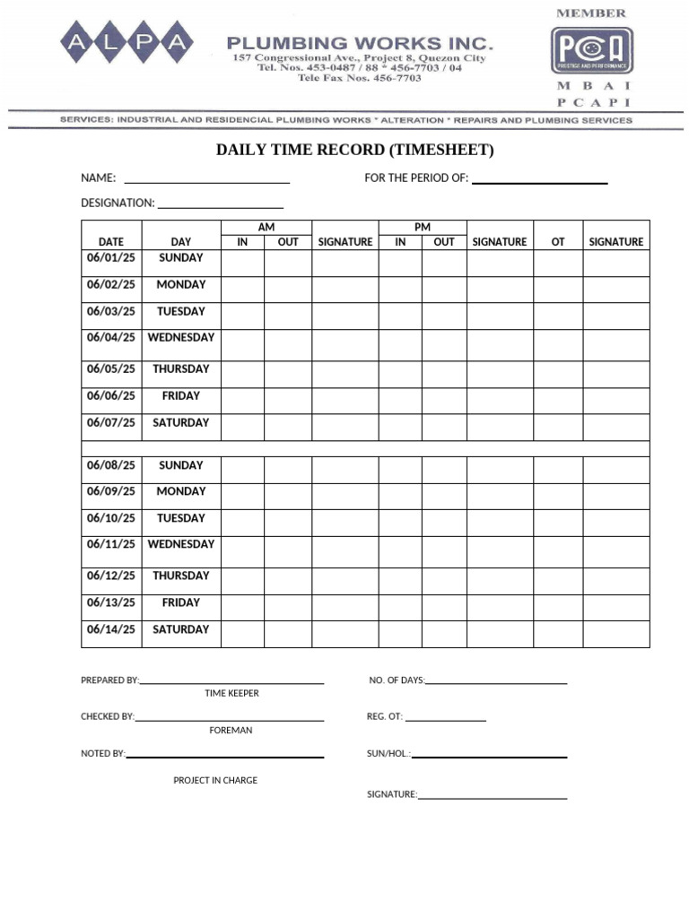 Daily Time Record Tracker | PDF