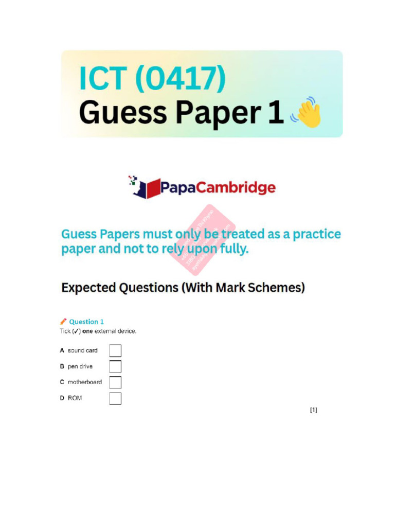 ICT 0417 Paper 1 | PDF
