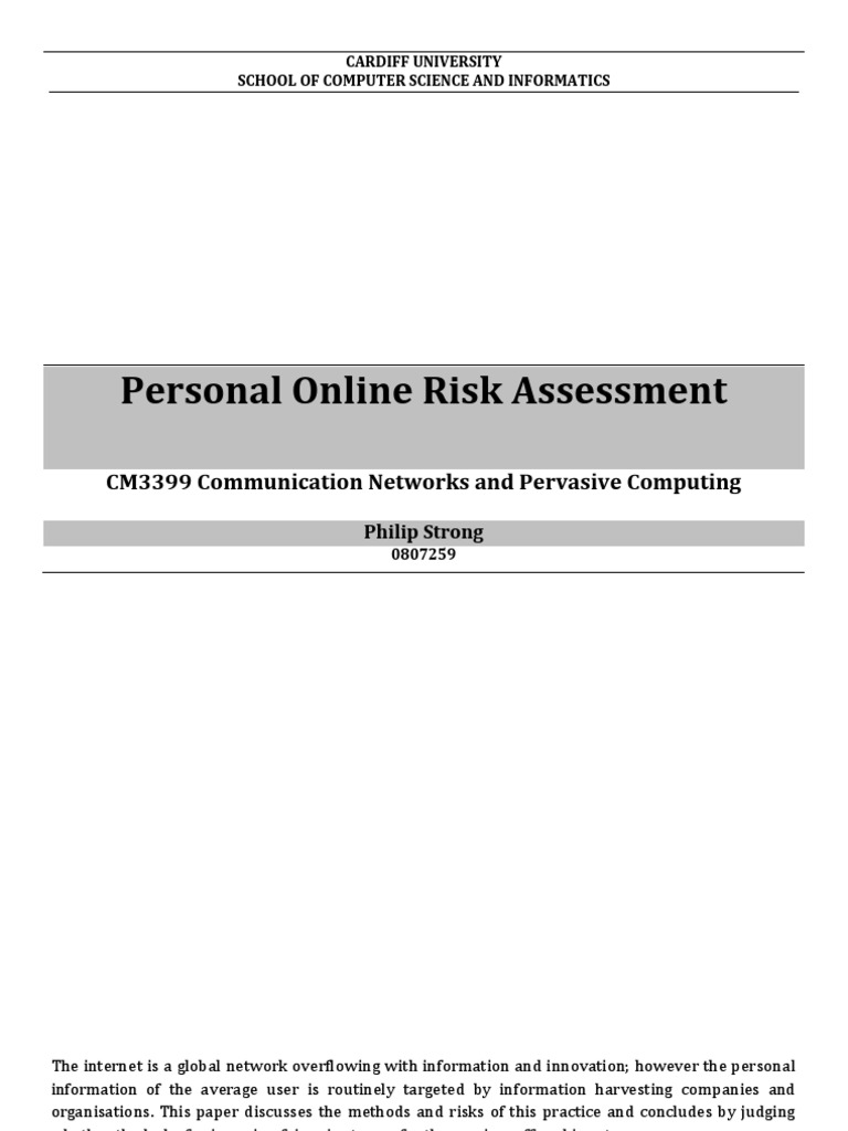 Personal Online Risk Assessment Guide | PDF | Internet Privacy | Http ...