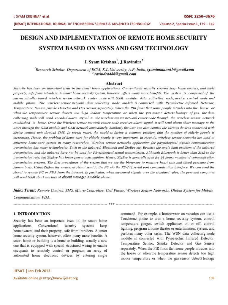 Smart Home Security System Design | PDF | Security Alarm | Wireless ...
