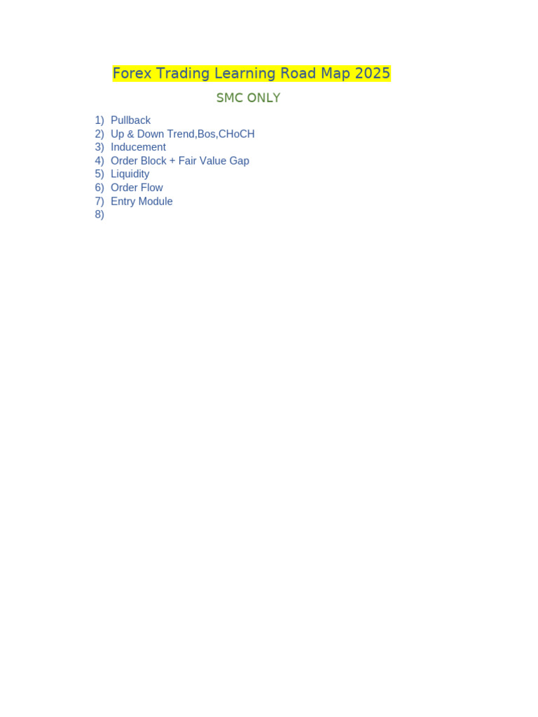 Forex Trading Road Map 2025 | PDF